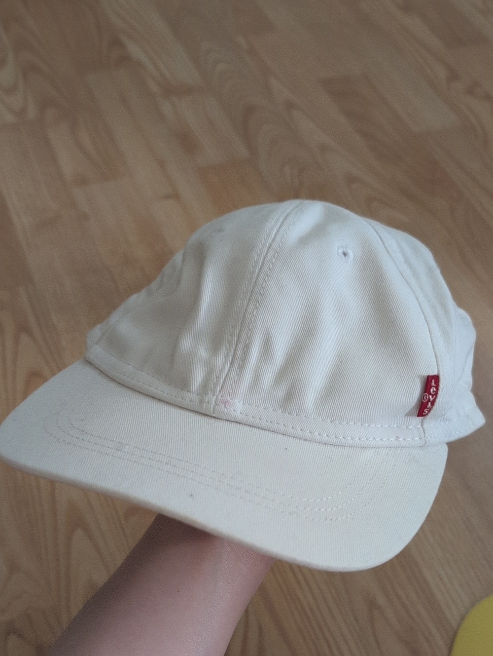 Levi's Off-White Cotton Baseball Cap with Red Tab